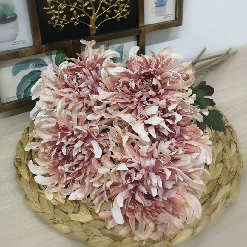 Искусственные цветы в Ижевске | Цветок искусственный «Хризантема», персиково-розовая, одиночный
