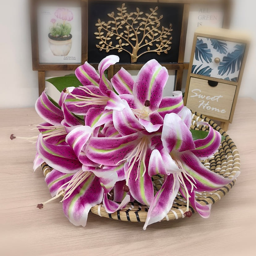Искусственные цветы в Ижевске | Цветы искусственные «Лилии крупные», розово-сиреневые, букет