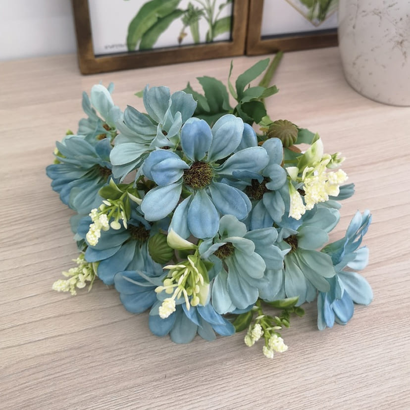 Искусственные цветы в Ижевске | Цветы искусственные «Ромашки с бутонами», голубые, букет