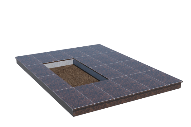 Площадки на могилу в Ижевске | Площадка с вертикальной (10 см) облицовкой Дымовским гранитом (под цветник)