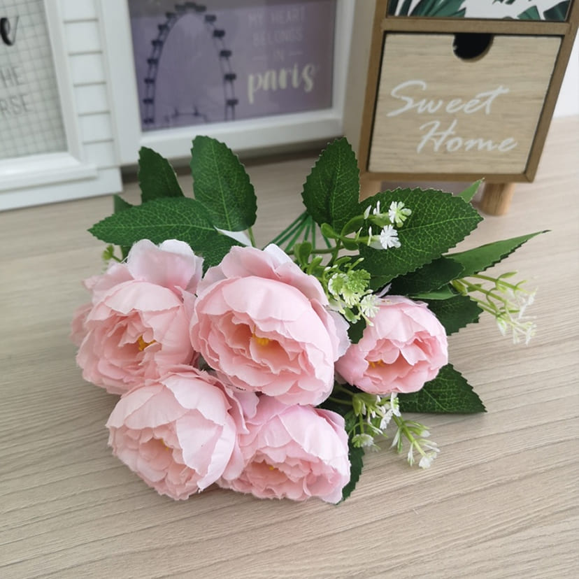 Искусственные цветы в Ижевске | Цветы искусственные «Минипиончики с гипсофилой», нежно-розовые, букет