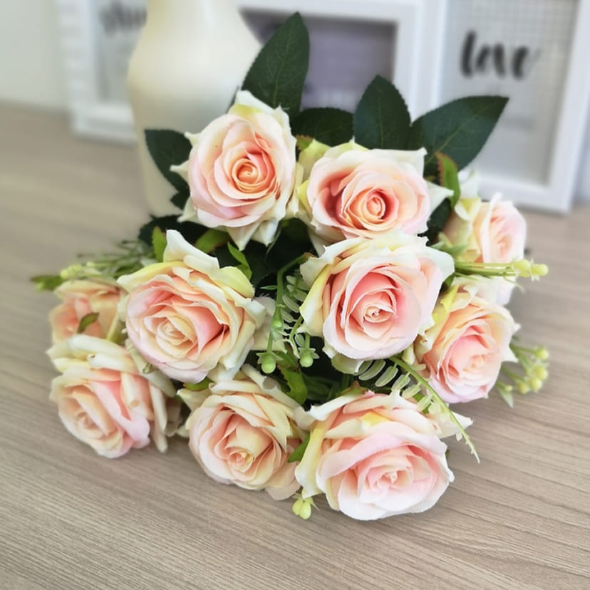 Искусственные цветы в Ижевске | Цветы искусственные «Розы острые», розовато-молочные, букет