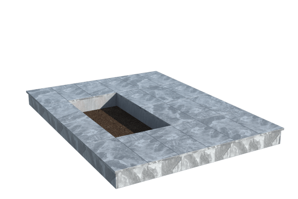 Площадки на могилу в Ижевске | Площадка с вертикальной (15 см) мраморной облицовкой (под цветник)