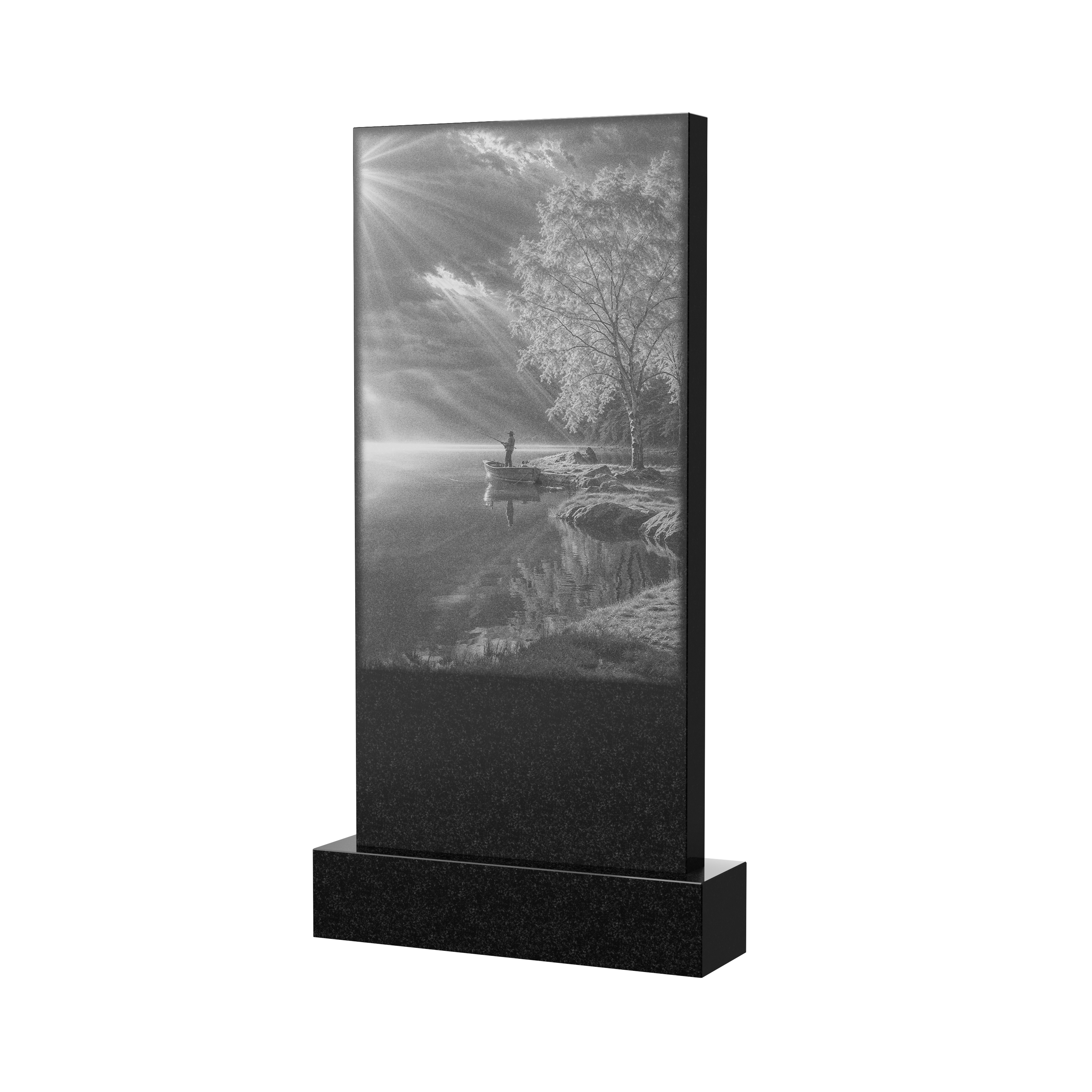 Оборотная сторона | Оформление оборотной стороны стелы с рыбалкой, рисунок ОБ-019