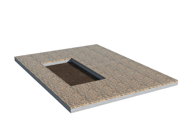 Площадки на могилу в Ижевске | Площадка с облицовкой Южно-Султаевским гранитом (под цветник)