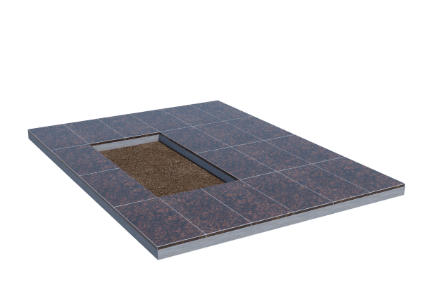 Площадки на могилу в Ижевске | Площадка с облицовкой Дымовским гранитом (под цветник)